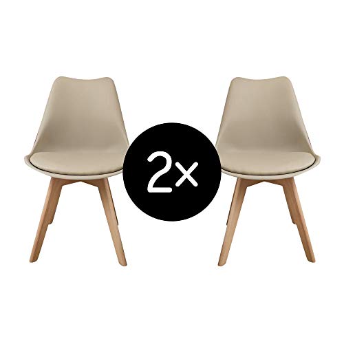 Krok Wood Oliver Chaise de Salle à Manger pour Salon, Bureau, Design Classique, Pieds en Bois de hêtre Massif (Beige, 2) Krok Wood Oliver Chaise de Salle à Manger pour Salon, Bureau, Design Classique, Pieds en Bois de hêtre Massif (Beige, 2)
