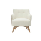 Miliboo Fauteuil scandinave en Tissu Effet Laine bouclée Blanc cassé et Bois Clair VALMY