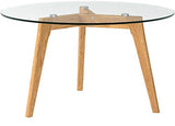 THE HOME DECO FACTORY Table Ronde, Bois/Verre, Transparent/Marron, 80 x 80 x 45 cm