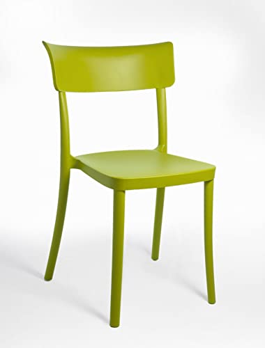 SARETINA Chaise polypropylène design empilable, pour salle à manger, bar et cuisine, aussi pour extérieur - 8 couleurs (4, vert acide)