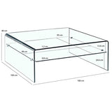 Meubletmoi Table Basse Verre trempé - Design carré avec étagère vitrée - Style Salon Moderne épuré - Ice