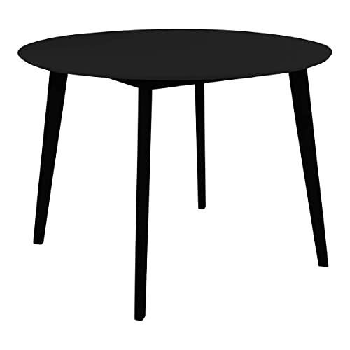 AltoBuy Gram - Table Repas Ronde 105cm Noire Piètement Hévéa