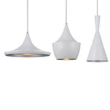 KLSD Lampe suspendue moderne pendentif intérieur, 3 lumières, fer blanc industriel spinning en aluminium
