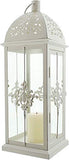 khevga Lanterne baroque en métal blanc dans un style shabby 39 cm
