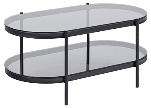 AC Design Furniture Bertha Table Basse, Verre, Gris, H: 42 x B: 95 x T: 50 cm
