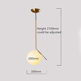 MZStech Moderne Mode Suspension Lampe Fer Verre LED Luminaire Suspension Boule Verre Vec Du Métal Doré (20CM)