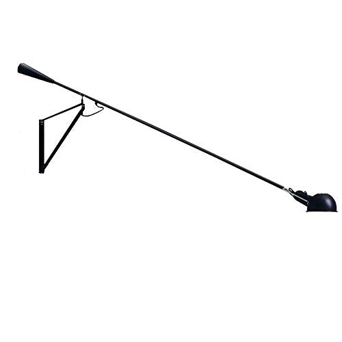 Industrial Vintage Long Arm Wall Light with Switch Adjustable Lighting Angle Black Metal Wall Lamp Retro Swivel Flexible Long Swing Arm Reading Light E27 Living Room Bedroom VOMI