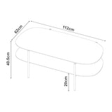 [en.casa] Table Basse de Salon Table d'Appoint pour Salle de Séjour Petite Table en Forme Ovale avec Étagère Acier 112 x 62 x 41 cm Noir Mat