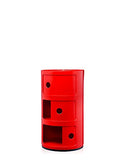 Kartell Componibili, Conteneur 3 éléments, Rouge, Base ronde