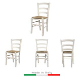 ZStyle - Venezia - Chaise en paille en bois coloré, pour restaurant, gîte, cuisine - vert, bleu, jaune, rouge (ivoire)