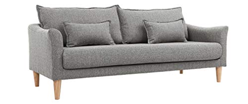 Miliboo Canapé scandinave 3 Places en Tissu Gris et Bois Clair Kate