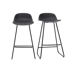 Miliboo Tabourets de Bar Design Noirs H65 cm (Lot de 2) Ella