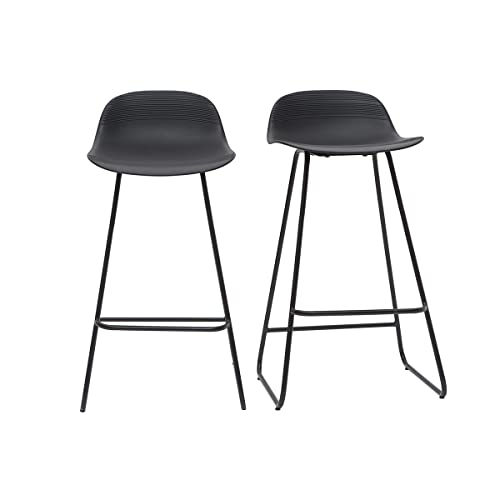 Miliboo Tabourets de Bar Design Noirs H65 cm (Lot de 2) Ella Miliboo Tabourets de Bar Design Noirs H65 cm (Lot de 2) Ella