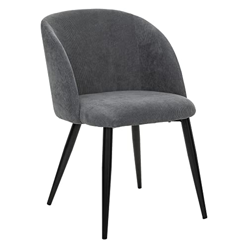 Fauteuil Celeste - Gris - Velours côtelé - Pieds métal Noir - Atmosphera créateur d'intérieur