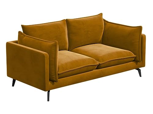 Vente-unique Pascal MORABITO - Canapé 2 Places en Velours Kestrel - Jaune Moutarde de Pascal Morabito