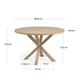 Kave Home - Table ronde Full Argo en mélamine Finition naturelle Pieds en acier Effet bois Ø 119 cm