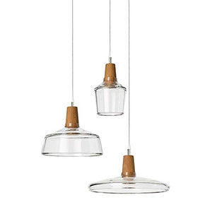 Suspension moderne lustre en verre clair avec lampe de décoration en bois 1 lampe de suspension for la salle à manger chambre salon cuisine îlot (Size : D)
