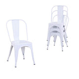 Uderkiny Lot de 4 chaises de Salle à Manger empilables Chaises en métal de Style Industriel, adaptées aux chaises de Balcon intérieures et extérieures, chaises de Jardin (Blanc)