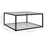 Table d'appoint de salon moderne basse en verre trempé et acier Table basse Design à 2 niveaux pour salon et bureau 80 x 80 x 35 cm Transparent