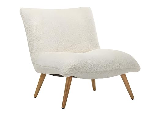 Vente-unique Fauteuil en Tissu Sherpa Effet Peau de Mouton Pepita - Blanc