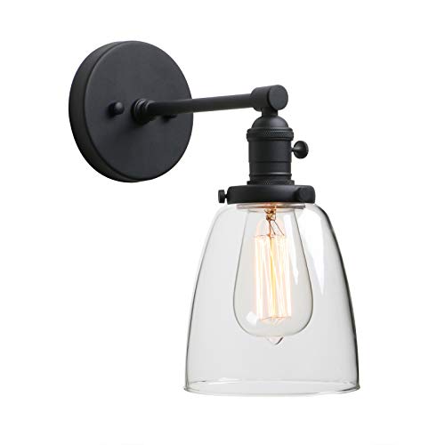 Phansthy Vintage Style Appliques Murales Abat-Jour En Verre Clair, Edison Applique Murale Industrielle E27 Luminaires Intérieur Loft Bar Cuisine Lampe Éclairage (Noir) Phansthy Vintage Style Appliques Murales Abat-Jour En Verre Clair, Edison Applique Murale Industrielle E27 Luminaires Intérieur Loft Bar Cuisine Lampe Éclairage (Noir)