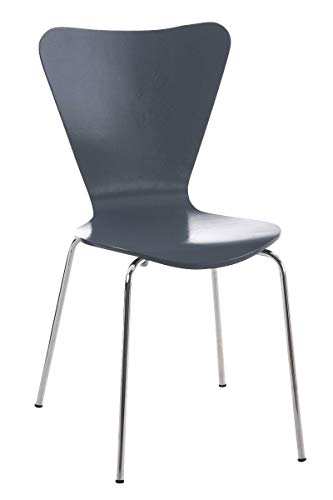 Chaise Empilable Calisto en Bois - Assise Ergonomique - Chaise de Salle d'Attente en Bois Chaise, Hauteur Assise 45 cm -Couleurs au Choix:, Couleur:Gris