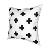 Housse de coussin carrée avec fermeture éclair invisible Motif croix suisse Noir/blanc 45,7 x 45,7 cm