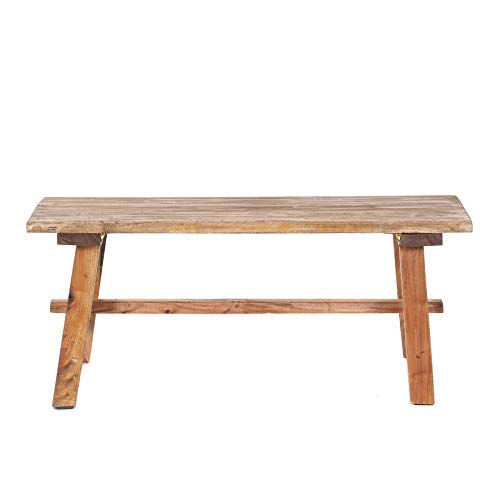 Panca Pieghevole In Legno Riciclato - 90x39x26 Cm, Stile Rustico Per Interni - Foto 5