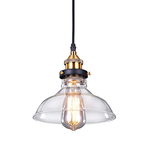 SISVIV Suspension Luminaire Industrielle Vintage Rétro Verre Lustre Lampe Suspendue Edison Culot E27 Éclairage de Plafond pour Cuisine Salle à manger Salon Chambre Restaurant 20CM