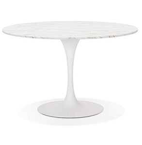 Alterego Table à dîner Ronde 'WITNEY' en marbre et métal Blanc - Ø 120 cm