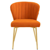 chaises de Salle à Manger Modernes en Velours - avec Pieds en métal doré - pour Salle à Manger, Cuisine, Le Salon (Lot de 2, Orange)