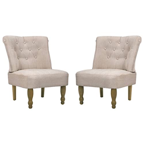 vidaXL Chaises en Style français Lot de 2 crème Tissu vidaXL Chaises en Style français Lot de 2 crème Tissu