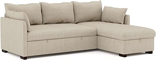 BUDWING Orlando Canapé Convertible d BUDWING Orlando Canapé Convertible d'angle Lit Chaise Longue Coffre Réversible Droite et Gauche Beige
