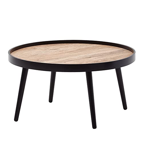 KADIMA DESIGN Table basse autour de 76x76x40 cm Softs brun noir moderne