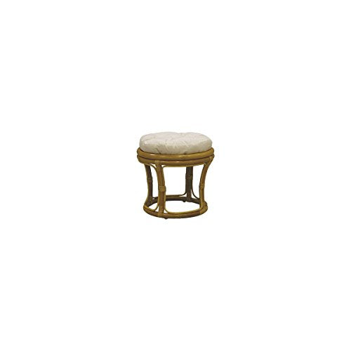 AUBRY GASPARD Tabouret Pouf en rotin Miel + Coussin en Tissu 100% Coton