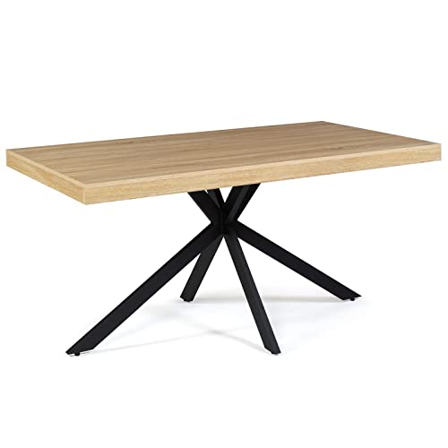 IDMarket - Table à Manger Alix 6-8 Personnes Pied araignée Bois et Noir 160 cm