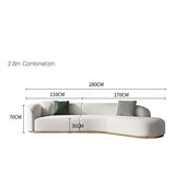 TABKER Canapé Arc Shape Modern Corner Sofas for Living Room Home Furniture Chaise Golden Metal Frame