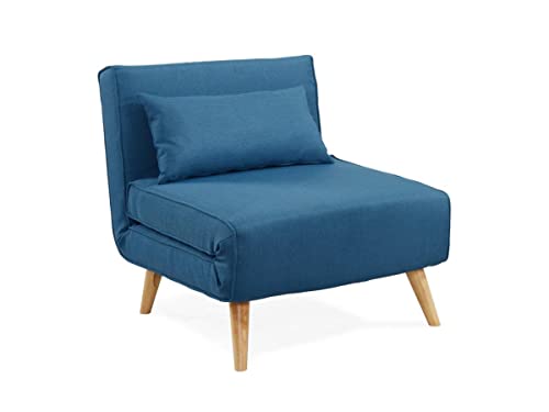 Vente-unique - Fauteuil Convertible POSIO en Tissu - Bleu Vente-unique - Fauteuil Convertible POSIO en Tissu - Bleu