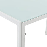 Table de Salle à Manger Design Meuble Minimaliste pour Cuisine Salon Plateau en Verre Pieds en Acier 105 x 60 x 75 cm Blanc