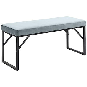 HOMCOM Banc Bout de lit Banquette Banc en Tissu Velours Cadre en Acier - 100 x 35 x 47 cm - Bleu Clair HOMCOM Banc Bout de lit Banquette Banc en Tissu Velours Cadre en Acier - 100 x 35 x 47 cm - Bleu Clair