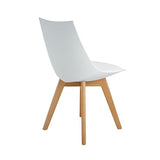 Homeinart Ajie Lot de 4 Chaise de Cuisine pour Salle à Manger Design scandinave avec Assise rembourrée avec Pieds en Bois de hêtre Massif - Blanc