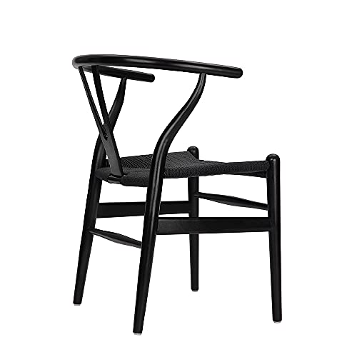 Tomile Wishbone Chaise en Y en bois massif et rotin naturel Tomile Wishbone Chaise en Y en bois massif et rotin naturel