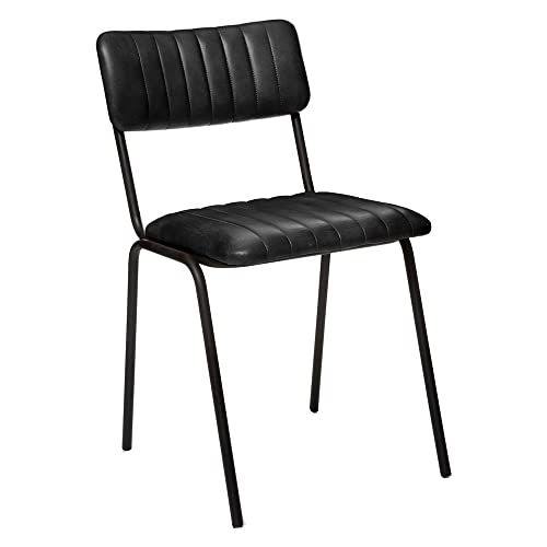 Chaise Dario Noire - métal & Cuir - Atmosphera créateur d'intérieur