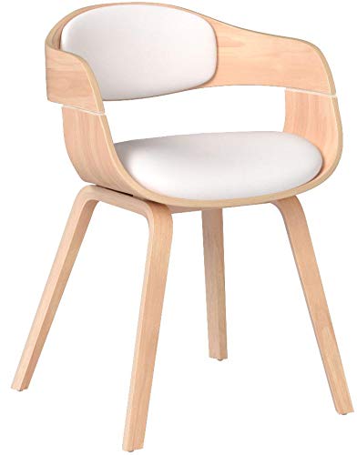 CLP Chaise Retro Kingston Similicuir - Chaise de Salle à Manger avec Accoudoirs Design Scandinave - Siège et Dossier Rembourrés -Couleur: Nature/Blanc CLP Chaise Retro Kingston Similicuir - Chaise de Salle à Manger avec Accoudoirs Design Scandinave - Siège et Dossier Rembourrés -Couleur: Nature/Blanc
