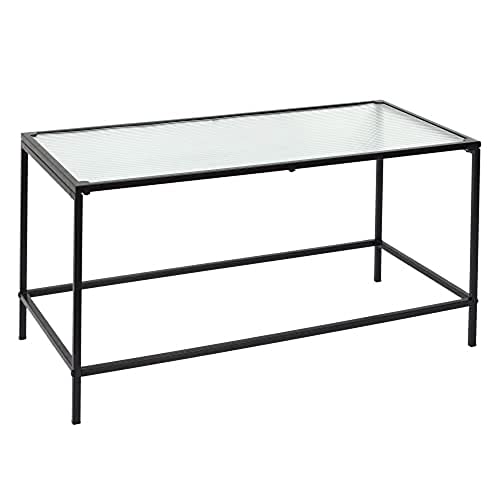HOME DECO FACTORY HD7193 Table Basse Rosa Texture Repas Meuble Salon Salle à Manger, Métal, Noir-Verre, 80x40x40 cm HOME DECO FACTORY HD7193 Table Basse Rosa Texture Repas Meuble Salon Salle à Manger, Métal, Noir-Verre, 80x40x40 cm