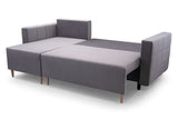 E- MEUBLES Canapé d'angle réversible en lit Convertible avec Coffre de Rangement 3/4 Places - en Tissu (Velours) - Salon & séjour - Design scandinave - Santos (Bleu Marine)