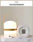 LUUK LIFESTYLE Lampe LED portable design scandinave, lanterne sans fil, lampe de table, luminosité réglable, USB, terrasse, intérieur et extérieur jardin, étanche IP 44, rechargeable, anse curry