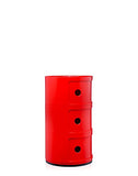 Kartell Componibili, Conteneur 3 éléments, Rouge, Base ronde