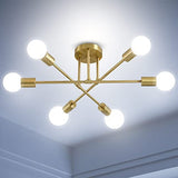 ANDAST Sputnik Plafonnier Industriel,Or Rétro Lampe de plafond 64cm E27/ E26,6-Lampe Lustre Vintage pour Chambre à coucher Salon (ampoule non incluse)