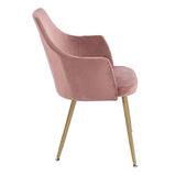 DORAFAIR Chaises pour Salle à Manger Confort en Velours Design Rétro Chaise scandinave, Fauteuil rembourré pour Salle à Manger avec Pattes en Métal en Finition Spray Gold,Rose